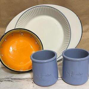 Ceramic Dish Bundle Dansk 10.25’ Oval Dish, 5.5’ Footed Bowl,3’ Yogurt Dishes